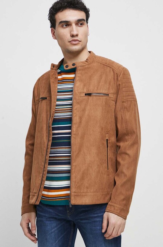 Bunda pánská hnědá barva bez kapuce hnědá RS23.KUM402