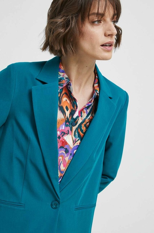 Marynarka damska gładka kolor turkusowy turkusowy RS23.KZD300