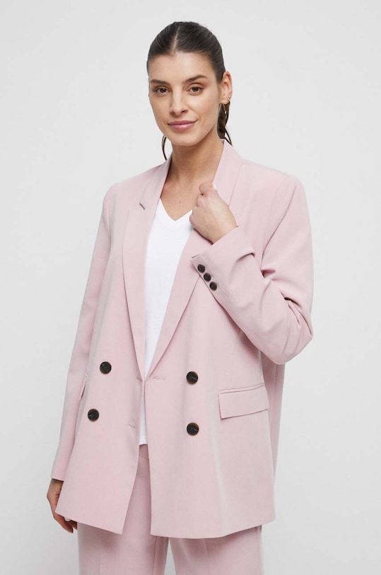 Marynarka damska gładka kolor różowy różowy RS23.KZD501