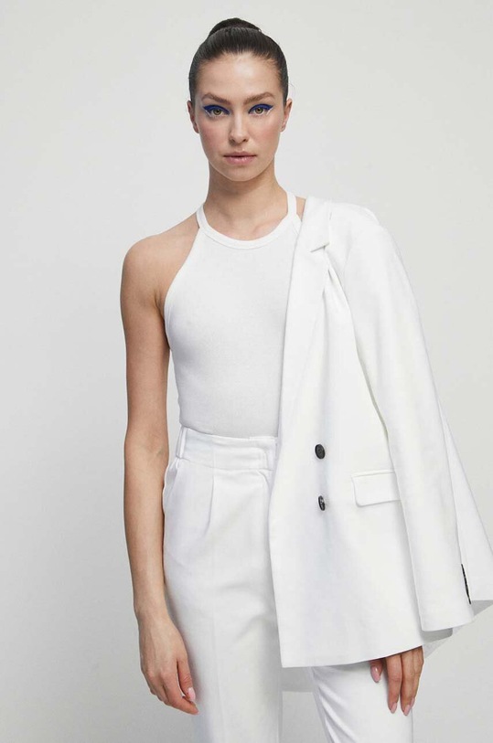 Marynarka damska gładka kolor biały RS23.KZDA01