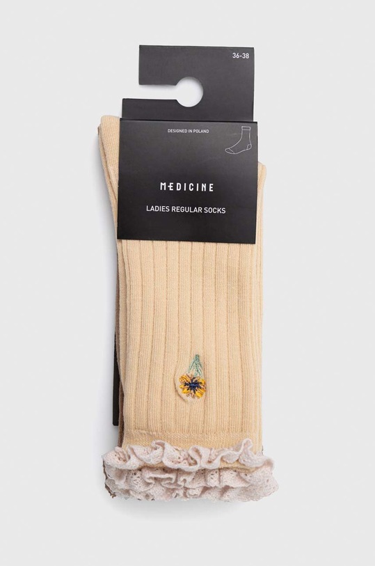 Odzież Skarpetki damskie bawełniane z haftowanym wzorem (2-pack) kolor multicolor RS23.LGD202 multicolor