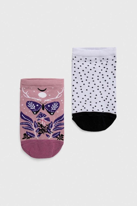 Skarpetki damskie bawełniane wzorzyste (2-pack) kolor różowy skarpetki krótkie różowy RS23.LGD403