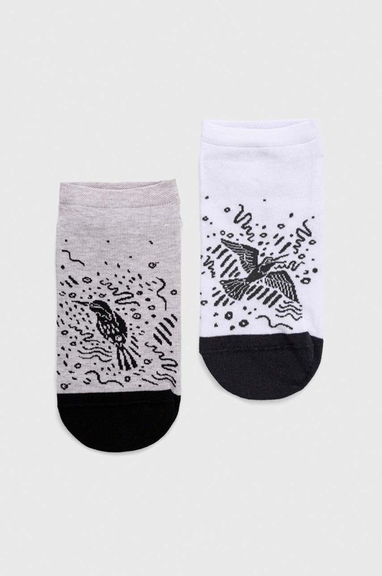 Skarpetki damskie bawełniane wzorzyste (2-pack) kolor biały skarpetki krótkie biały RS23.LGD510