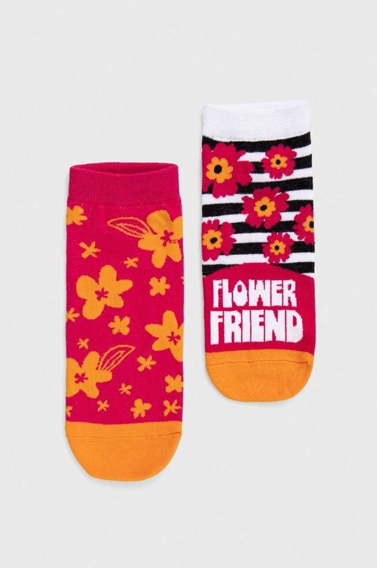 Skarpetki damskie bawełniane w kwiaty (2-pack) kolor multicolor skarpetki krótkie multicolor RS23.LGD702