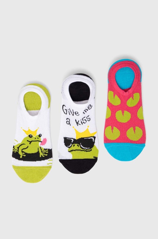 Skarpetki damskie bawełniane z motywem żaby (3-pack) kolor multicolor skarpetki krótkie multicolor RS23.LGD909