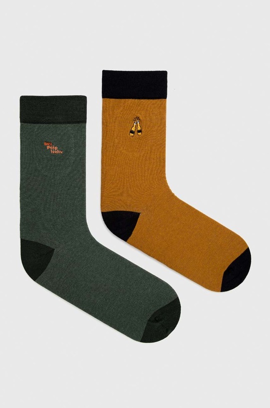 Skarpetki męskie bawełniane z haftowanym wzorem (2-pack) kolor multicolor skarpetki długie multicolor RS23.LGM202