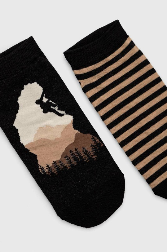 Skarpetki męskie bawełniane z motywem górskim (2-pack) kolor multicolor skarpetki krótkie czarny RS23.LGM315