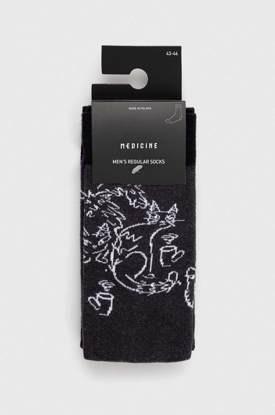Odzież Skarpetki męskie bawełniane wzorzyste (2-pack) kolor czarny RS23.LGM411 czarny