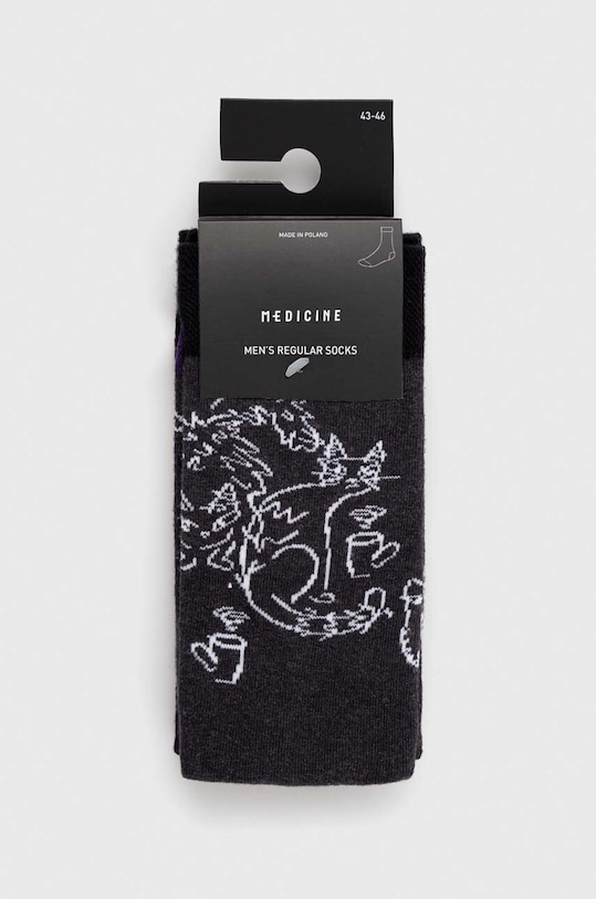 Odzież Skarpetki męskie bawełniane wzorzyste (2-pack) kolor czarny RS23.LGM411 czarny