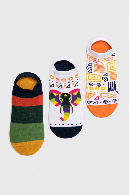 Skarpetki męskie bawełniane wzorzyste (3-pack) kolor biały skarpetki krótkie biały RS23.LGM805
