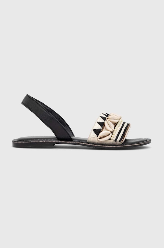 Klapki damskie skórzane z ozdobnymi elementami kolor czarny RS23.OBD706 czarny RS23