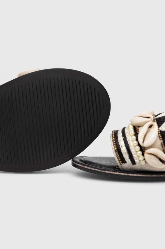 Klapki damskie skórzane z ozdobnymi elementami kolor czarny RS23.OBD706 czarny