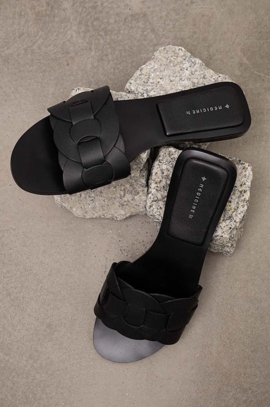 Klapki damskie skórzane kolor czarny pozostałe czarny RS23.OBD805