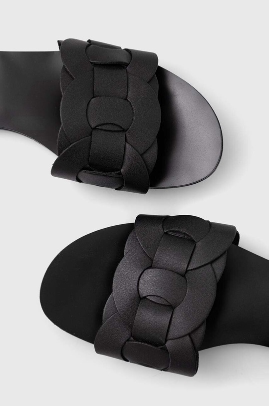 Klapki damskie skórzane kolor czarny RS23.OBD805