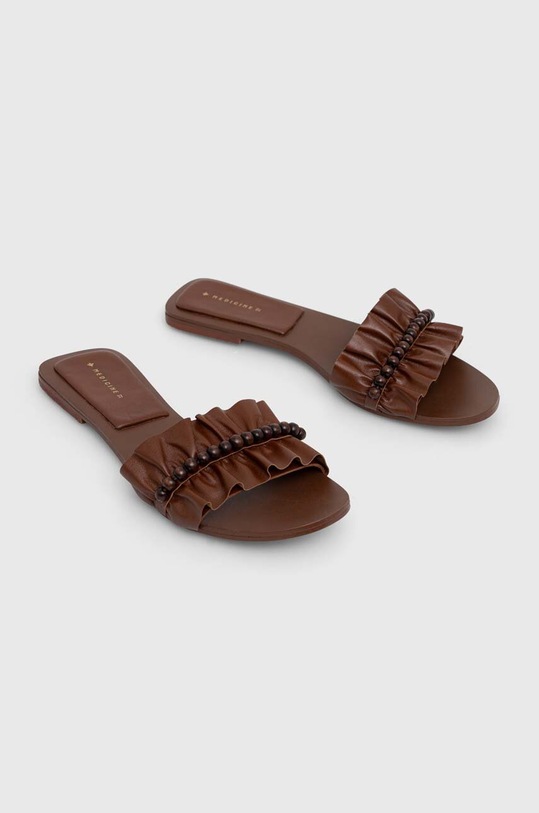 Obuwie Klapki damskie skórzane kolor brązowy RS23.OBD806 brązowy