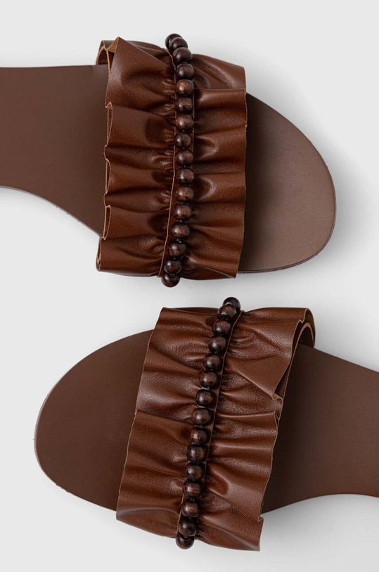 Klapki damskie skórzane kolor brązowy pozostałe brązowy RS23.OBD806