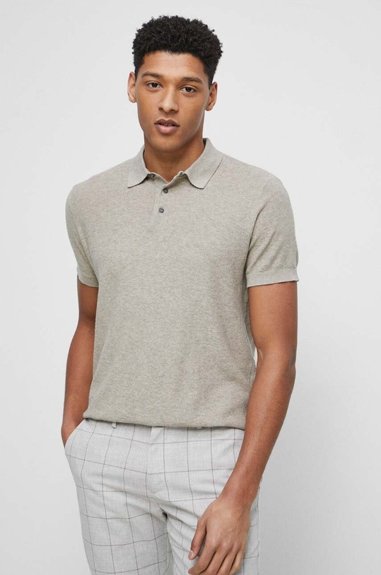 Polo męskie bawełniane kolor beżowy melanż beżowy RS23.POM501