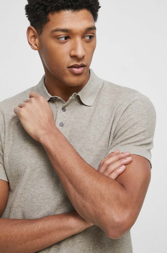 Polo męskie bawełniane kolor beżowy beżowy RS23.POM501