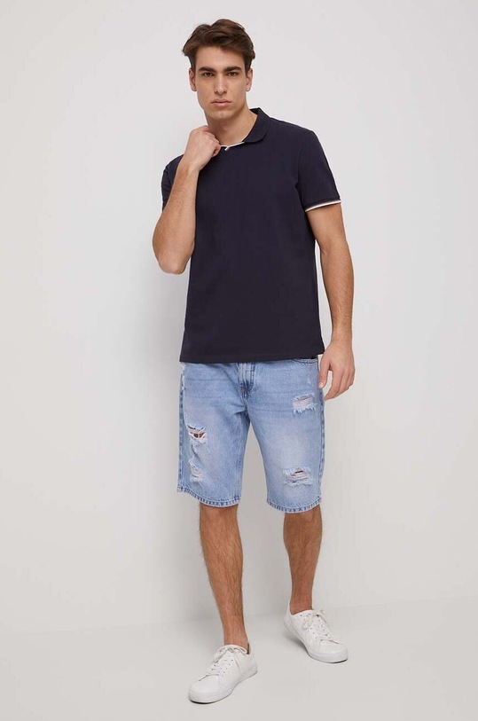 Polo tričko pánske tmavomodrá farba jednofarebný tmavomodrá RS23.POM603