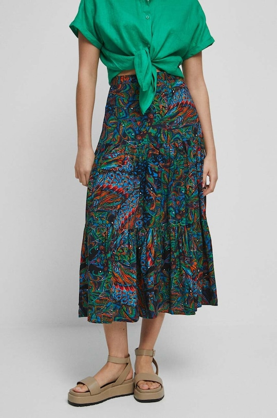 Spódnica damska wzorzysta kolor multicolor rozkloszowany multicolor RS23.SDD090