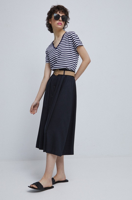 Spódnica damska gładka kolor czarny midi czarny RS23.SDD702