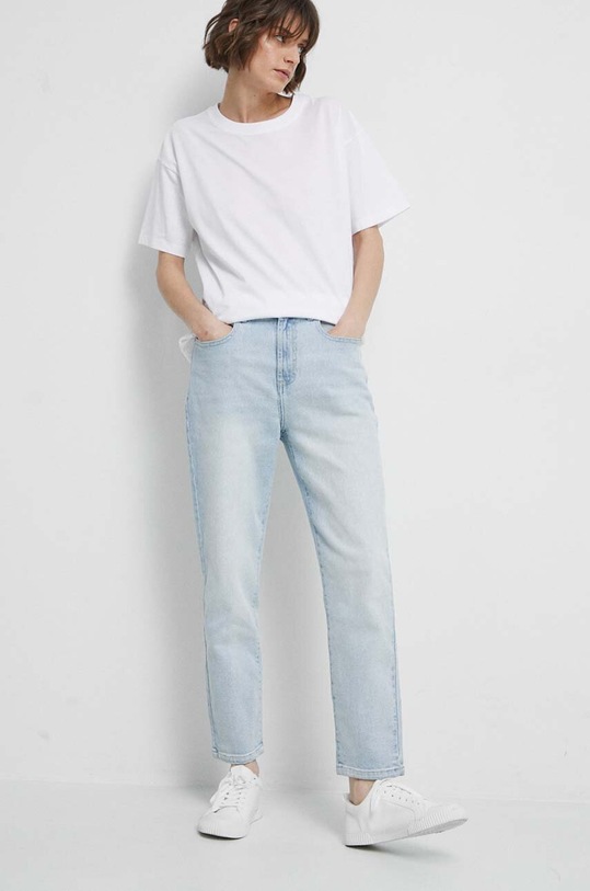 Jeansy damskie mom fit kolor niebieski Basic niebieski RS23.SJD040