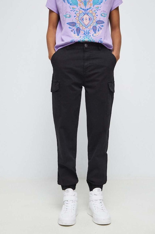 Spodnie damskie gładkie kolor czarny z elastanem czarny RS23.SPD300