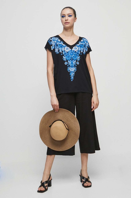 Spodnie lniane damskie kolor czarny RS23.SPDA03 czarny RS23