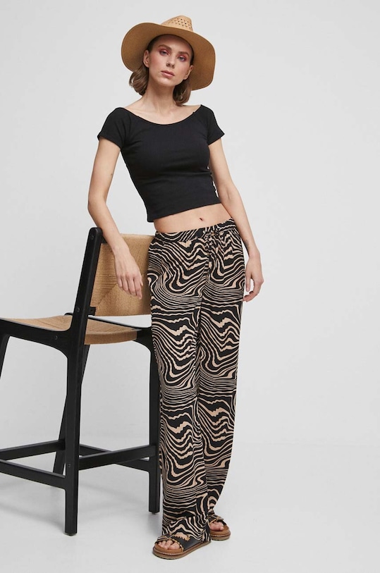 Nohavice dámske so vzorom hnedá farba medium hnedá RS23.SPDC01