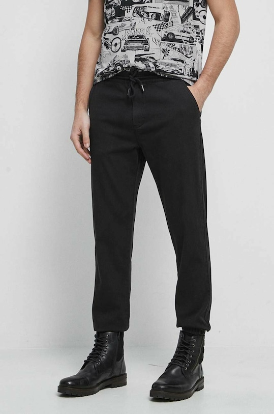 Spodnie męskie gładkie kolor czarny z elastanem czarny RS23.SPM030
