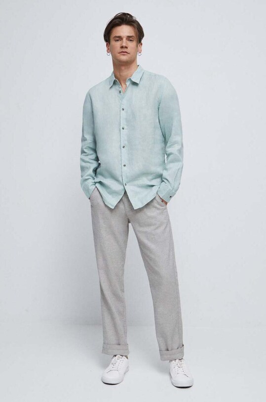 Plátěné kalhoty pánské šedá barva RS23.SPM071 šedá RS23