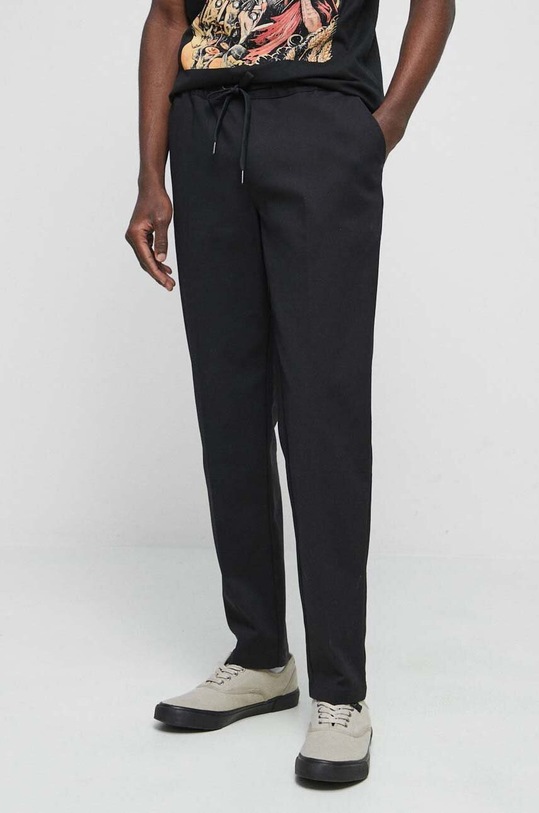 Spodnie męskie gładkie kolor czarny z elastanem czarny RS23.SPM102