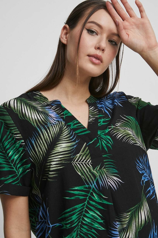 Šaty ze směsi lnu černá barva RS23.SUD092 černá