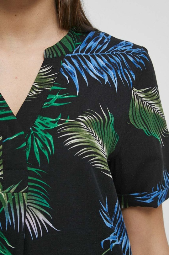 Sukienka z domieszką lnu damska kolor czarny RS23.SUD092