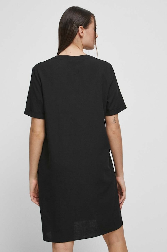 Odzież Sukienka z domieszką lnu damska kolor czarny RS23.SUD092 czarny