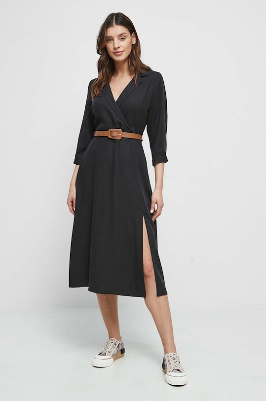 Sukienka damska gładka kolor czarny RS23.SUD502 czarny RS23