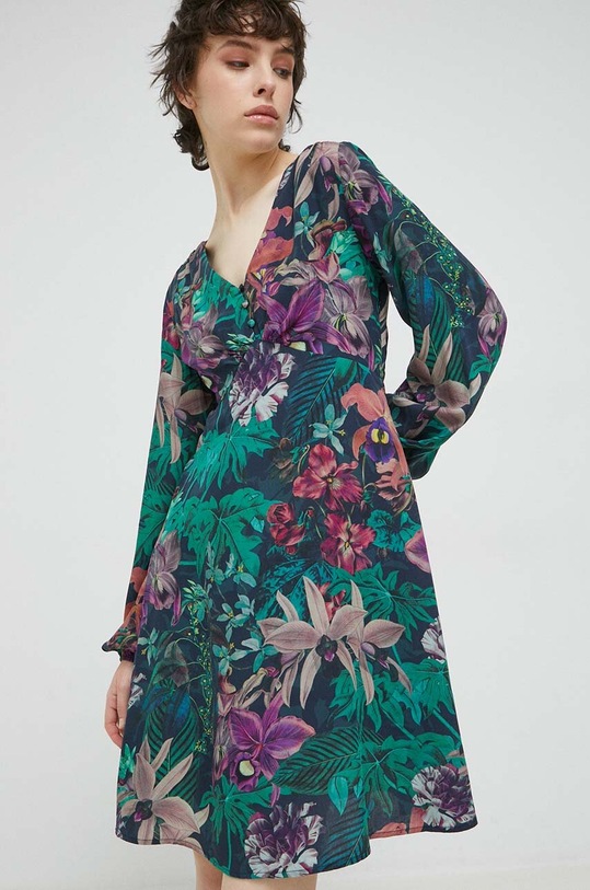 Šaty dámske so vzorom zelená farba mini tyrkysová RS23.SUD506