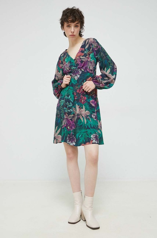 Šaty dámske so vzorom zelená farba RS23.SUD506 tyrkysová RS23