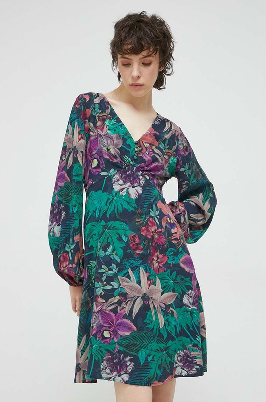 Šaty dámske so vzorom zelená farba tyrkysová RS23.SUD506