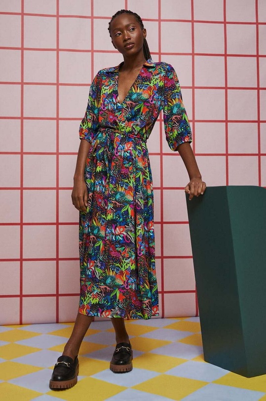 Sukienka damska by Marcela Golis, Grafika Polska, kolor multicolor midi multicolor RS23.SUD650
