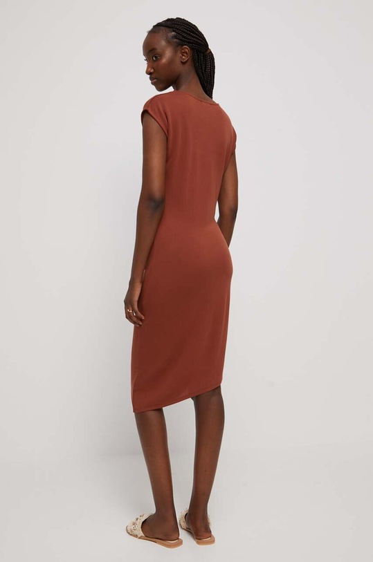 Odzież Sukienka damska gładka kolor brązowy RS23.SUD802 brązowy