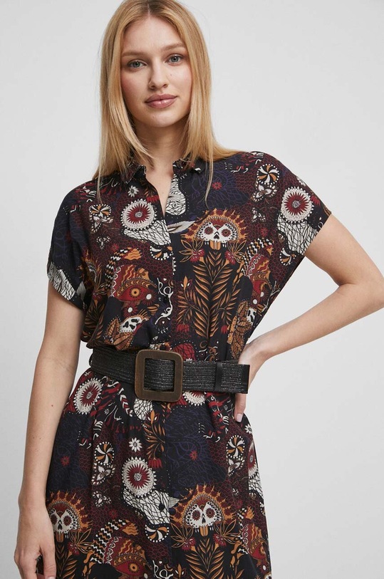 Sukienka damska wzorzysta kolor czarny czarny RS23.SUDB00