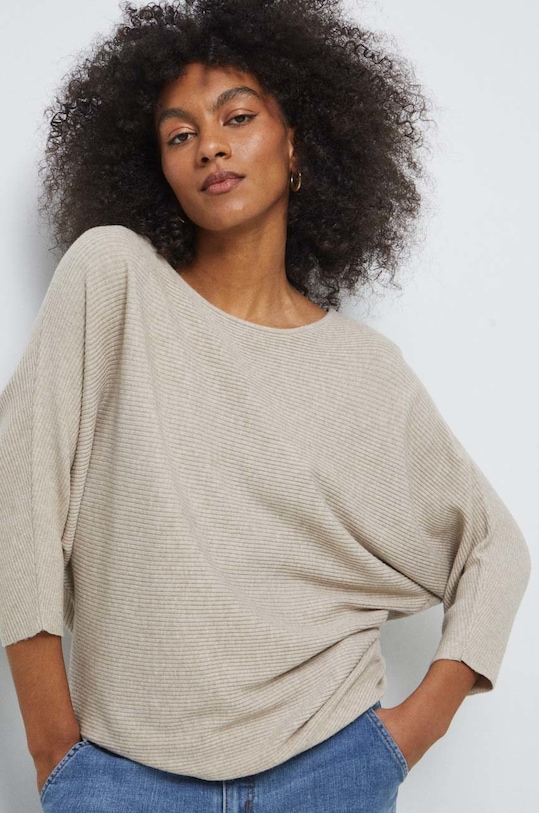 Sweter damski prążkowany kolor beżowy beżowy RS23.SWD021