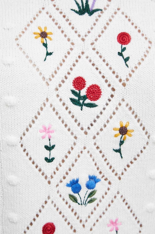 Sweter damski z ozdobnym haftem kolor beżowy RS23.SWD501 beżowy