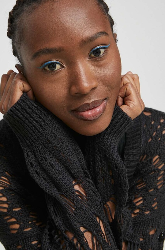 Odzież Kardigan damski z fakturą kolor czarny RS23.SWD601 czarny