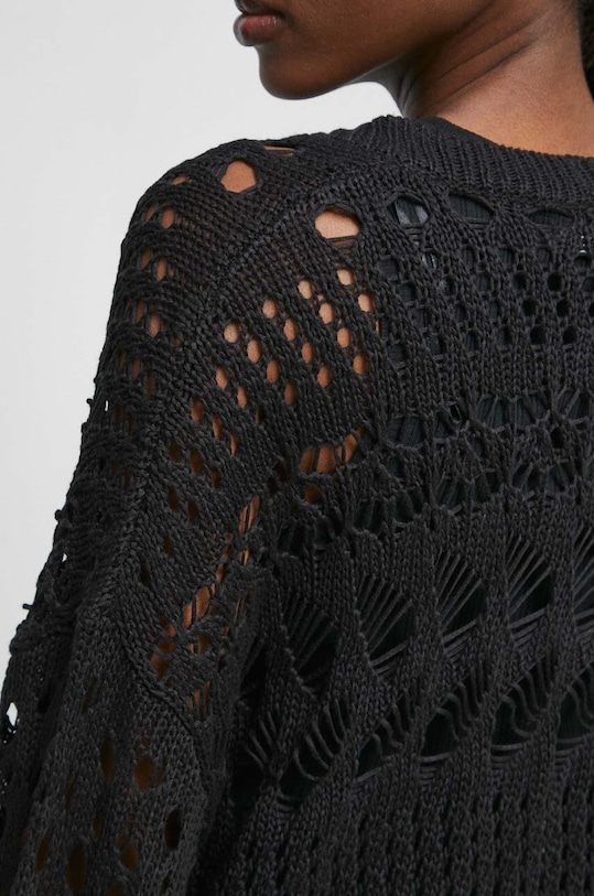 Kardigan damski z fakturą kolor czarny czarny RS23.SWD601