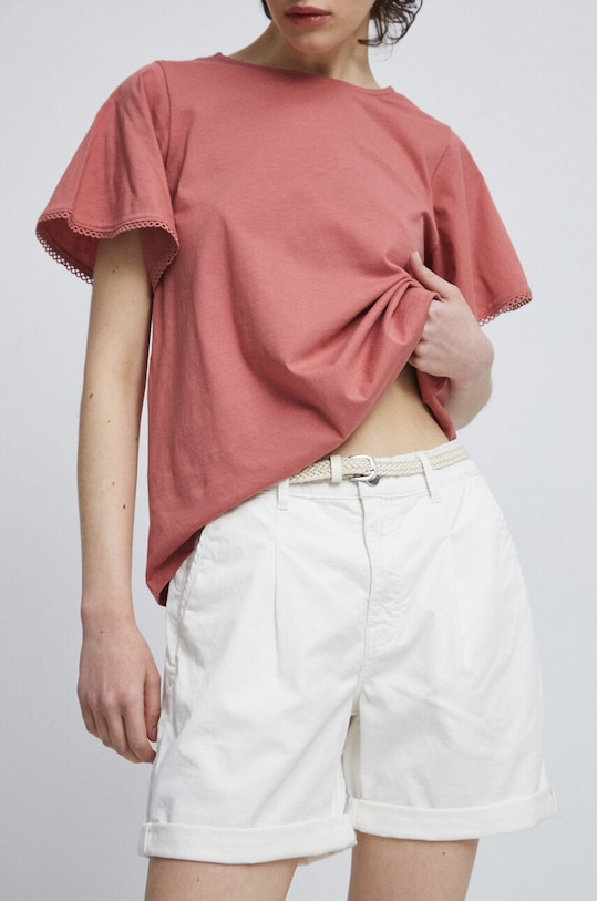 Szorty damskie gładkie kolor biały tkanina biały RS23.SZD071