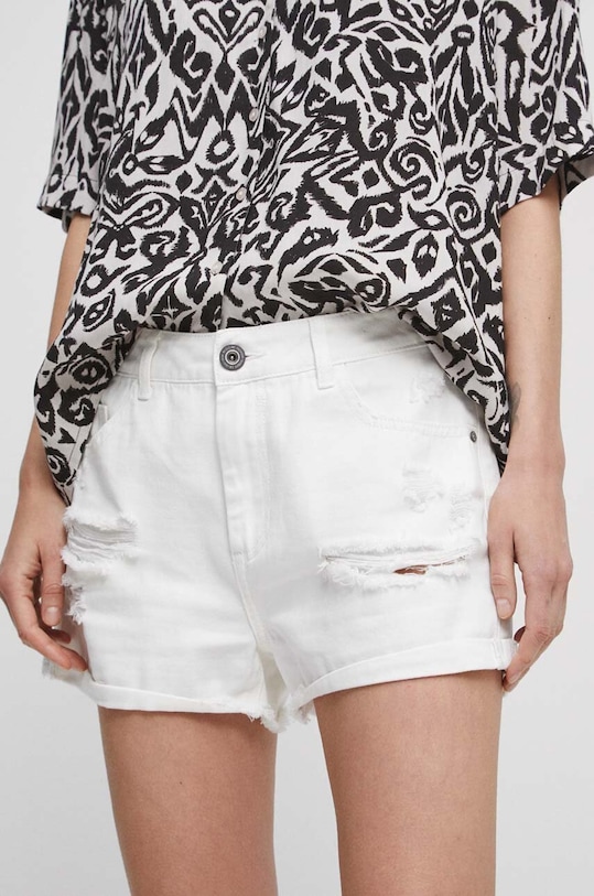 Szorty damskie jeansowe kolor biały gładkie biały RS23.SZDB16