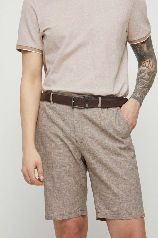 Szorty męskie lniane kolor kawowy brązowy RS23.SZM907