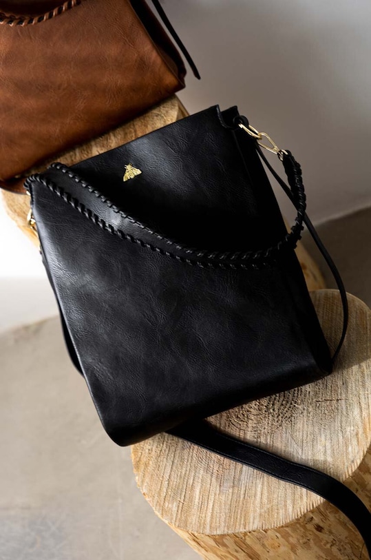 Torebka damska ze skóry ekologicznej kolor czarny mieści A4 czarny RS23.TOD613